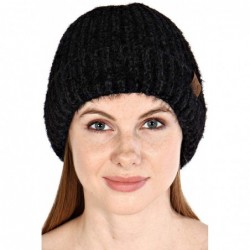Skullies & Beanies Hand Knit Beanie Cap for Women- Soft Handmade Handknit Thick Cable Hat - Black 25 - CF18QNODCWS $26.46