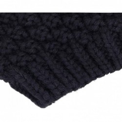 Skullies & Beanies Womens Winter Thick Cable Knit Beanie Hat with Faux Fur Pompom Ears - Z_black Beanie - C618HSTWN9O $24.38