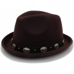 Sun Hats Vintage Winter Wool Felt Fedora Hat Panama Jazz Cap with Short Brim Unisex - Coffee - CD18IHDESH2 $47.60