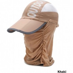 Sun Hats Sun Caps Outdoor Hat Solar Protection Sun Cap Foldable Removable Neck&Face Flap Cover - Khaki - CY18ESICQ9L $21.84