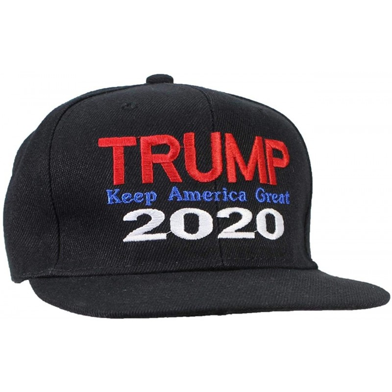 Baseball Caps Adult Embroidered Trump 2020 Keep America Great Flat Bill Snapback - Black - C618RKE3KNZ $25.60