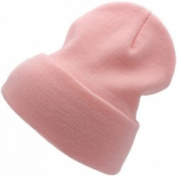 Skullies & Beanies Warm Winter Hat Knit Beanie Skull Cap Cuff Beanie Hat Winter Hats for Men - Light Pink - CD12O5S3C0U $19.91
