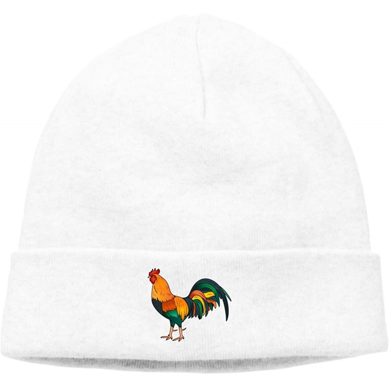 Skullies & Beanies Hip-Hop Knitted Hat for Mens Womens Rooster Unisex Cuffed Plain Skull Knit Hat Cap Head Cap - White - CO18...