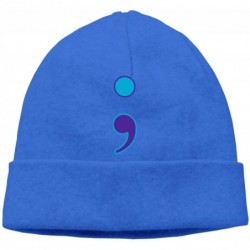 Skullies & Beanies Beanie Hat Semicolon Suicide Prevention Warm Skull Caps for Men and Women - Blue - CB18KI70X5I $46.40