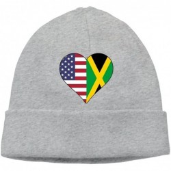 Skullies & Beanies Men's&Women's Half Jamaica Flag Half USA Flag Love Heart Soft Skull Cap - Ash - C618H4WU3CS $24.70