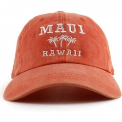 Baseball Caps Maui Hawaii with Palm Tree Embroidered Unstructured Baseball Cap - Orange - CD18ZG3C79T $28.39