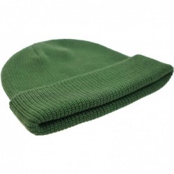 Skullies & Beanies Classic Men's Warm Winter Hats Acrylic Knit Cuff Beanie Cap Daily Beanie Hat - Army Green - CB18Y25ZUHD $1...