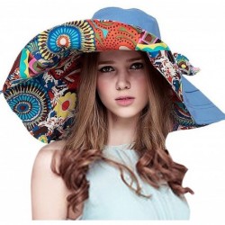 Sun Hats Large Wide Brim Sun Hat for Women-Summer Hats for Beach Garding-Floppy - 2-0-blue - CA180CSXC6I $32.49