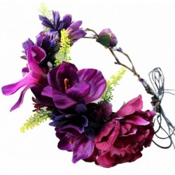 Headbands Rose Flower Headband Floral Crown Garland Halo - Tail Dark Violet - CK18MG0C754 $26.76