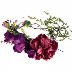 Headbands Rose Flower Headband Floral Crown Garland Halo - Tail Dark Violet - CK18MG0C754 $26.76