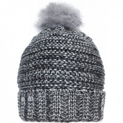 Skullies & Beanies Women Metallic Look Faux Fur Pom Pom Winter Beanie Hat - Black - C318733YWED $19.43