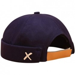 Skullies & Beanies Fashion Docker Leon Harbour Mechanic Hat Watch Cap Breathable Retro Brimless Beanie Hat Unisex - Navy - CN...