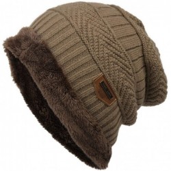 Skullies & Beanies Winter Women Men Hat- Fashion Fleece Beanie Hat- Knitted Warm Cap - Khaki - CT192SO46SI $16.42