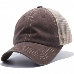 Baseball Caps Plain Dyed Trucker Dad Hat Unstructured Buckle Strap Baseball Cap - Brown - C318CMOTNGX $19.25