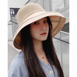 Sun Hats Women's Wide Brim Summer Sun Hat Packable Linen/Cotton Bucket Hat Holiday Beach Chin Cord - 6w72-beige - CY18QIR8AHQ...
