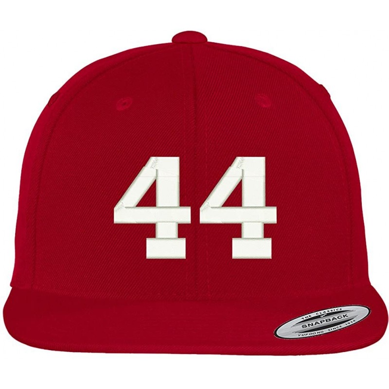 Baseball Caps Number 44 Collegiate Varsity Font Embroidered Flat Bill Snapback Cap - Red - CV12FS7W76B $35.32