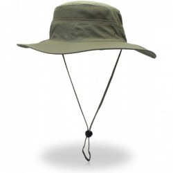 Sun Hats Outdoor Mesh Boonie Hat Outdoor UPF 50+ Wide Brim Sun Hat Windproof Fishing Hats - Light Green - CM18U39ZGC5 $26.74