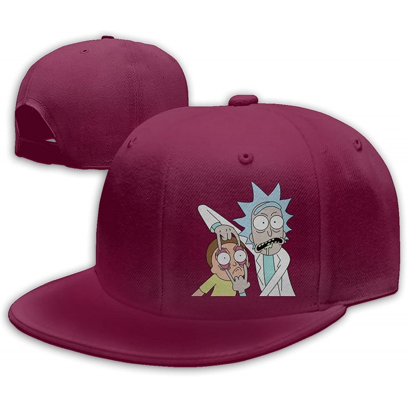 Baseball Caps Unisex Snapback Baseball Cap Peaked Hat Adjustable Flat Brim Hip Hop Cap - Red - CG18GYIX76M $18.73