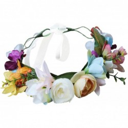 Headbands Boho Flower Crown Hair Wreath Halo Floral Garland Headband Headpiece with Ribbon Festival Wedding Party - I - CZ129...