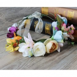Headbands Boho Flower Crown Hair Wreath Halo Floral Garland Headband Headpiece with Ribbon Festival Wedding Party - I - CZ129...