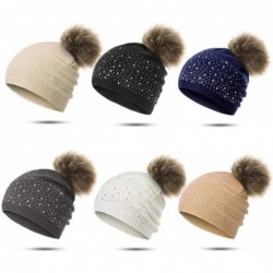 Skullies & Beanies Women Plush Ball Winter Headwear Stretchy Soft Knitted Hats Skullies & Beanies - Black - C51925KKT4D $34.39