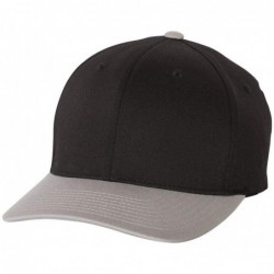 Baseball Caps Silver Wooly Combed Stretchable Fitted Cap Kappe Baseballcap Basecap - Black/Silver Grey - CV18DHE2KNM $37.22