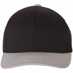 Baseball Caps Silver Wooly Combed Stretchable Fitted Cap Kappe Baseballcap Basecap - Black/Silver Grey - CV18DHE2KNM $39.25