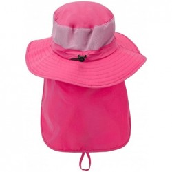 Sun Hats Unisex Sun Hat Outdoor UV Protecting Wide Brim Mesh Fishing Hat with Velcro Stowable Neck Flap - Rose Red - CD18UI94...