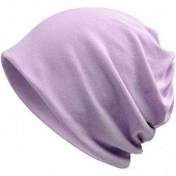 Skullies & Beanies Women's Stylish Cotton Beanie Chemo Cap Tiara Skull Cap Infinity Knit Cap Scarf - Light Purple 05 - CW18A2...