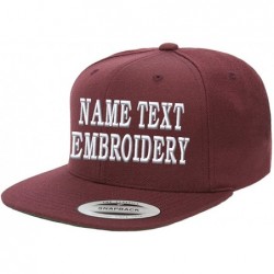 Baseball Caps Yupoong Snapback Hat Custom Flat Embroidery Cap Personalized Name Text Flat Bill Wool - Burgundy - C4180K92Y8A ...
