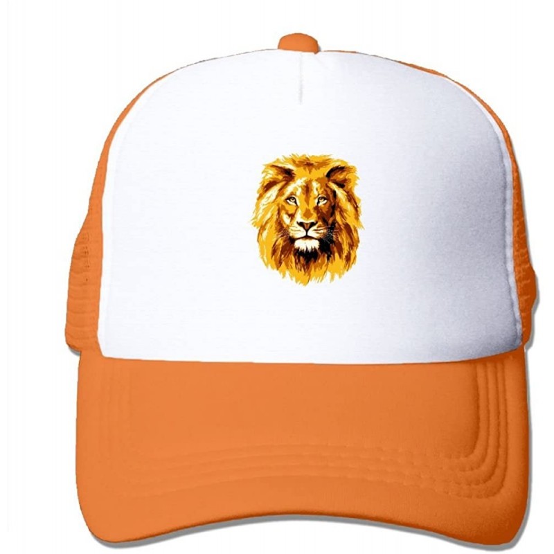 Skullies & Beanies Unisex Mesh Hat Roaring Lion Baseball Caps Grid Hat Adjustable Trucker Cap Headwear Bandanas - Orange - CW...