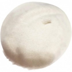 Berets Womens Beret 100% Wool French Beret Solid Color Beanie Cap Hat - Off White - C418HAKHS0O $19.57