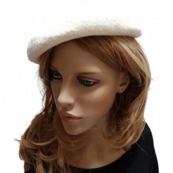 Berets Womens Beret 100% Wool French Beret Solid Color Beanie Cap Hat - Off White - C418HAKHS0O $19.57