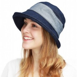 Sun Hats Light Weight Packable Women's Wide Brim Sun Bucket Hat - Collete- Denim Blue - C018GQOQ5RH $21.05