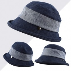 Sun Hats Light Weight Packable Women's Wide Brim Sun Bucket Hat - Collete- Denim Blue - C018GQOQ5RH $31.79