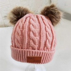 Skullies & Beanies Baby Pompom Beanie Hat-Winter Infant Toddler Knitting Woolen Hat with Warm Fur Ball - Light Pink - CK192R4...