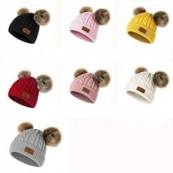 Skullies & Beanies Baby Pompom Beanie Hat-Winter Infant Toddler Knitting Woolen Hat with Warm Fur Ball - Light Pink - CK192R4...