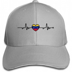 Baseball Caps Unisex Venezuela Flag Heartbeat Line Heart Trucker Cap Adjustable Peaked Sandwich Cap - Ash - CV18HGLHUY6 $25.00