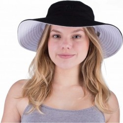 Sun Hats Women's Wide Brim Reversible Sun Hat Black/White - CO18592GXI2 $40.75