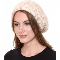 Berets Women's French Style Beret Hat Casual Leopard Zebra Print Fuzzy Faux Fur Cozy Warm Beret Beanie - Beige/Khaki - CO18YA...