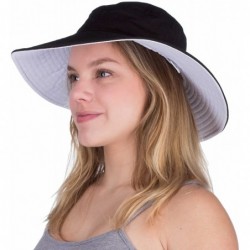 Sun Hats Women's Wide Brim Reversible Sun Hat Black/White - CO18592GXI2 $40.75
