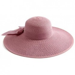 Sun Hats Women Crushable Two Tone Bow Casual Sun Straw Hat - Pink - CQ12FBZ3ZNT $50.45