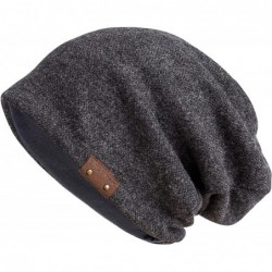 Skullies & Beanies Mens Slouchy Beanie Winter Warm Comfortable Cozy Skull Cap Chunky Baggy Oversized Hat - Dark Grey - CC18N6...