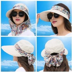 Sun Hats Women's UPF+50 Sun Visor Detachable Flap Hat Foldable Wide Brimmed UV Protection Hat - 2-navy - C1199L7ZO74 $30.05