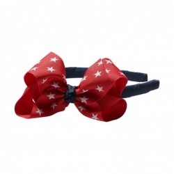 Headbands Girls"Lila" Grosgrain Bow Headband O/S Red Stars - Red Stars - CR12MYB1QL1 $23.88