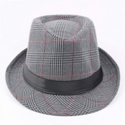 Fedoras Fedora Hats Men Vintage Plaid Gentleman Hats Jazz Caps Woolen Wide Brim Church Cap Male Outdoor Sun Hat - C418QMGA2LN...