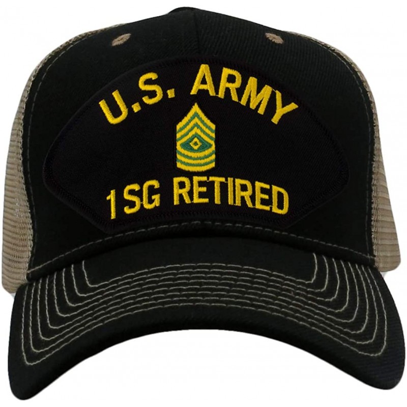 Baseball Caps US Army First Sergeant (1SG) Retired Hat/Ballcap Adjustable One Size Fits Most - Mesh-back Black & Tan - C618T7...