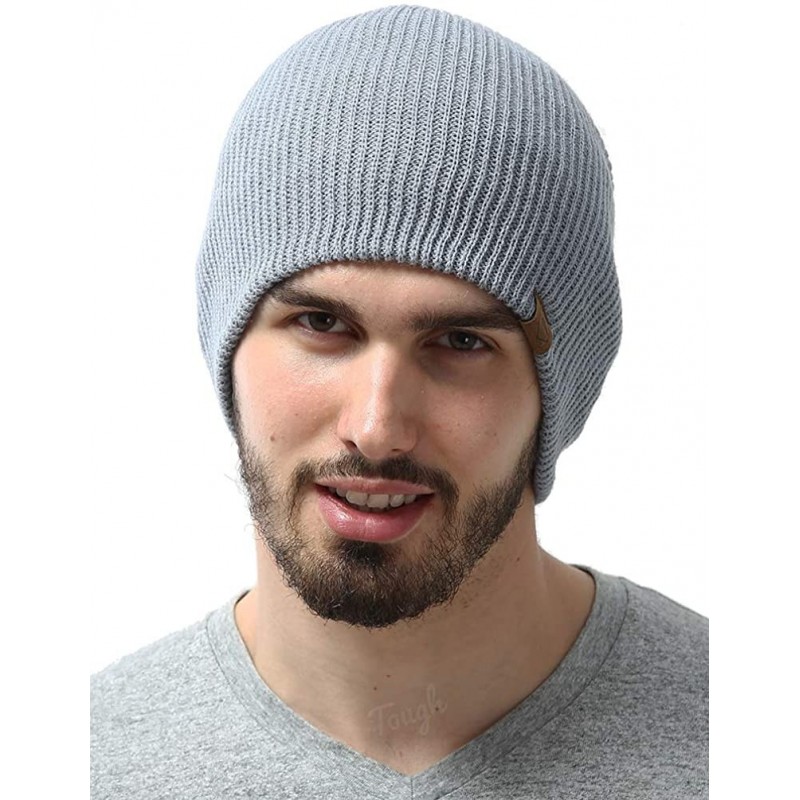 Skullies & Beanies Winter Beanie Knit Hats for Men & Women - Warm- Stretchy & Soft Daily Ribbed Toboggan Cap - Light Gray - C...