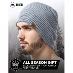 Skullies & Beanies Winter Beanie Knit Hats for Men & Women - Warm- Stretchy & Soft Daily Ribbed Toboggan Cap - Light Gray - C...