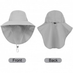 Sun Hats Womens Foldable Flap UPF 50+ UV Protective Bucket Sun Hat w/Neck Cord - Unisex_light Grey - CT19990Y402 $33.84